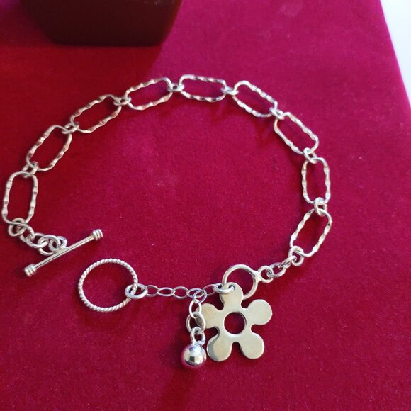 Charm Bracelet with Sphere and Flower Silver 925 - Picture 3 of 3